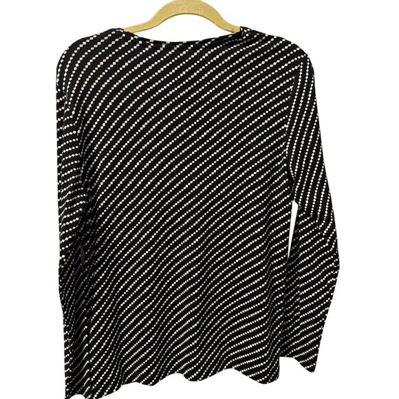 Chicos Womens Diagonal Stripe V-Neck Long Sleeve Top Size L Black & White 100% C - Picture 6 of 12
